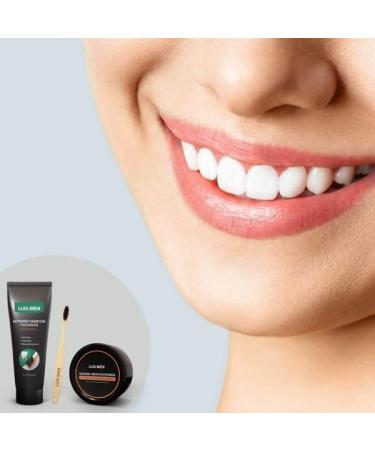 Luis Bien - Activated Charcoal Teeth Whitening & Care Kit - Bright Smile & Fresh Breath - Powder Toothpaste and Bamboo Toothbrush - 50g/75ml - Buy Online on GoSupps.com