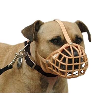 Baskerville Muzzle for Dogs with Wide Snout (Size 13) - Comfortable Panting & Drinking Biting Protection Padded Nose Strap Brown - Buy Online on GoSupps.com