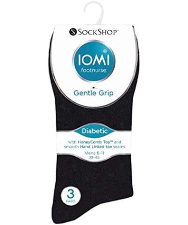 IOMI 6 Pack Men's Non-Binding Diabetic Socks 7-12 Black - Extra Wide Top, Thin & Comfortable - Buy Online on GoSupps.com