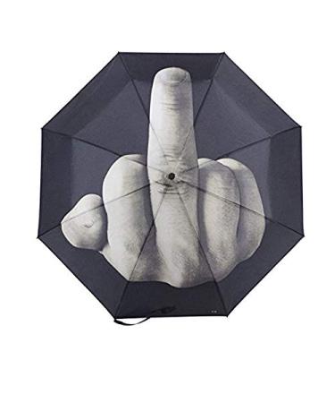 Guiguiyue Automatic Folding Umbrella,Middle Finger Windproof Rain Umbrellas with 8 bone metal stand holder,UV Protection gray 25X10CM