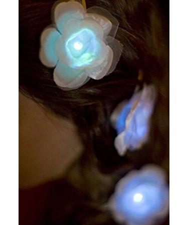 LED Light up Accessories for Hair - Glowing Rose  Light up Flower  Glow in the Dark  LED Hair  Flashing LED Light-up Toys  Glow Barrettes  Bar Dancing Clip  Light up Hair Accessories LED Party Favor