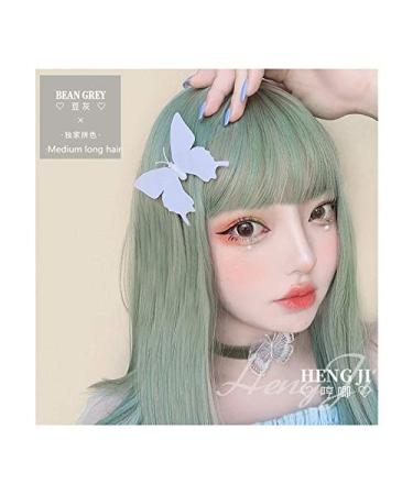 Uwowo Medium Long Straight Bean Grey Lolita Wig - Heat Resistant Synthetic Hair for Cosplay & Anime Parties - Buy Online on GoSupps.com