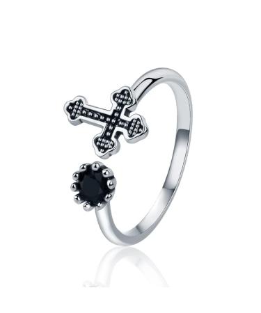 DNCG Ladies Vintage Ring Fashion Simple Personality Cross Ring Open Ring Ring