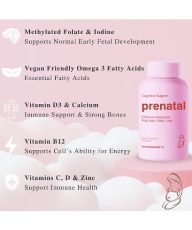 Advanced Bionetix Bio-Available Prenatal Vitamins for Women Natural Methylated Folate Folic Acid DHA Omega 3. Multivitamin Pre During & Post Pregnancy - Buy Online on GoSupps.com