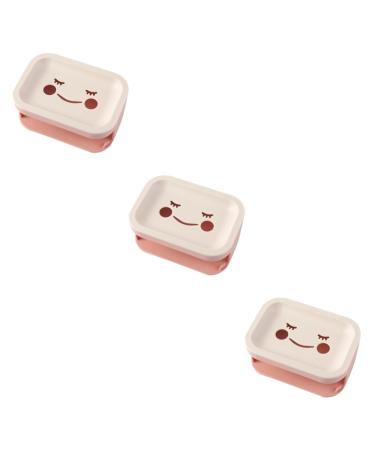 Ciieeo Kitchen Soap Holder 3 Pcs Double Layer Soap Dish Travel Soap Case Plastic Soap Case Plastic Soap Dish Draining Holder Soap Wall-mounted Preservation Box Pp Pink