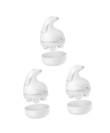 Beavorty USB charging head massage device 3 STK massage device for the head of the headscarf massage clerk Head massage brush Electrical head massage pet white D-head skin massage device