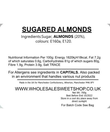 Ellies Jellies Sugared Almonds 700g Bucket - Buy Online on GoSupps.com