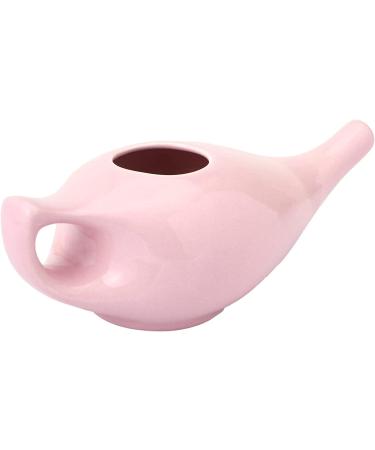 HEALTHANDWEALTH Premium Ceramic Neti Pot with 10 Sachets, Dishwasher Safe - 225ml Capacity, Peach Color - Buy Online on GoSupps.com
