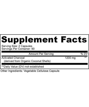 Purely Beneficial Activated Coconut Charcoal 1200mg | 180 Capsules - Detox & Digestive Health - Buy Online on GoSupps.com
