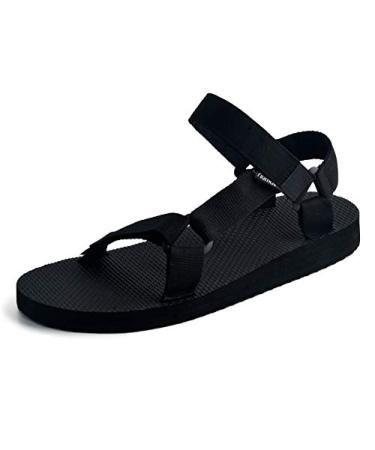 riemot Women's Men's Hiking Sandals Open Toe Sport Sandals, Adjustable Walking Athletic Sandals, Summer Outdoor Beach Water Shoes Non-slip Arch Support Sandals 12 Women/10 Men 1. Black