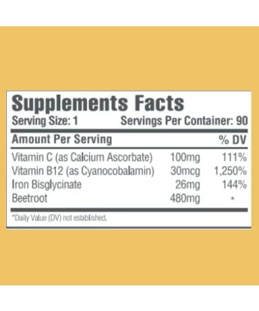 Hiroto Pharma Iron Complex (90 Capsules) - 26mg Iron, Vitamin B12, Vitamin C, Beetroot - Vegan Energy & Focus Supplement - Made in the USA - Buy Online on GoSupps.com