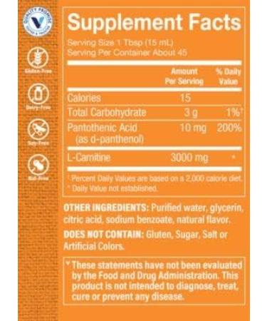 Vitamin Shoppe L-Carnitine Liquid - 3000mg Raspberry Flavor for Fat Metabolism & Heart Health - 24oz - Buy Online on GoSupps.com