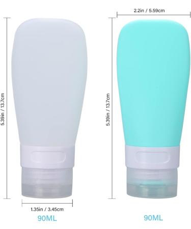 2-Pack Travel Silicone Bottles Set - Wasteland-Proof Refillable Containers with Carrying Bag - Mini 90ml Shampoo & Lotion Bottle - Green & White - Buy Online on GoSupps.com