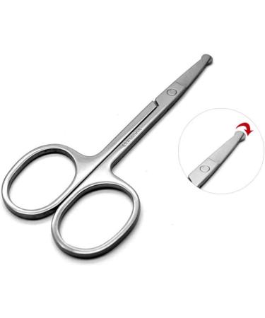 Professional Facial Hair Scissors Solid Stainless Steel Scissors Round Safety Scissors for Eyebrows Eyelashes Nose Hair Ear Hair Mustache Trimming Stainless Steel Scissors - Buy Online on GoSupps.com