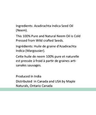 Maple Naturals Neem Oil 500ml - Pure & Natural - Buy Online on GoSupps.com