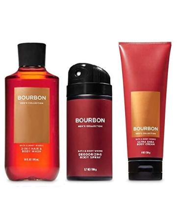 Bath & Body Works Gist Set Bourbon for Men - Body Wash- Body Cream - Body Spray
