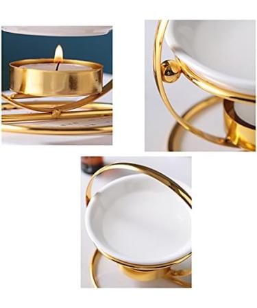 Ikaar Ceramic Flower Pattern Tealight Fragrance Lamp - Aroma Diffuser & Essential Oil Holder in Gold | International Shipping Available - Buy Online on GoSupps.com
