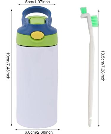 350ML Sublimation Sippy Cup with Double-Wall Insulation and Cleaning Brushes - Children's Stainless Steel Spill-Proof Tumbler (Blue-Green) - Buy Online on GoSupps.com