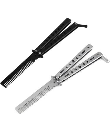 Afro Comb Stainless Steel Cutter Practice Training Cutter Folding Cutter For Outdoor Camping Dull Tool Comb Barber Comb(White) - Buy Online on GoSupps.com