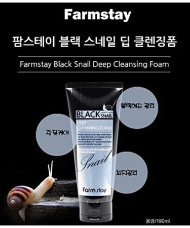 FARM STAY Black Snail Deep Cleansing Foam 180ml - Premium Korean Skincare for Deep Cleansing & Hydration - Buy Online on GoSupps.com