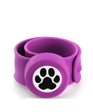 Aromatherapy Slap Bracelet for Kids Essential Oil Diffuser Bracelet Releases Calming Scents to Ease Anxiety and Enhance Focus Includes 10 Reusable Felt Pads (Paw) (Purple)