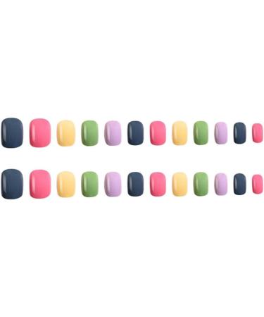 Qyrugcxs Rainbow Jumping Colours False Nails Solid Colour Macaroon Nails Wearable Press on Nails Full Cover Nail Tips - Buy Online on GoSupps.com