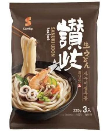 Samlip Sanuki Udon Noodles with Soup Base (Assorted 3 Flavours - Seafood Seaweed & Tempura) - Pack of 3 for 9 Servings - Buy Online on GoSupps.com