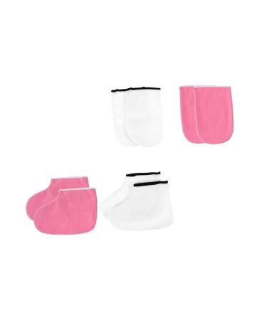 Housoutil 2 Sets Leather Horn Boots Hand Spa Gloves Manicure Tools Nail Tools Nursing Fingernail Beauty Tool Paraffin Wax Booties Women's Cosmetic Polyester Lining