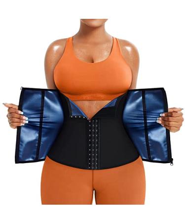 TrainingGirl Women Waist Trainer Trimmer Corset Weight Loss Tummy Wrap Workout Belt Sweat Belly Band Sports Girdle Sauna Suit Black Medium