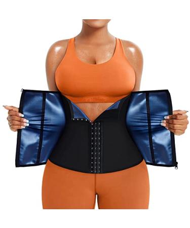 TrainingGirl Women Waist Trainer Trimmer Corset Weight Loss Tummy Wrap Workout Belt Sweat Belly Band Sports Girdle Sauna Suit Black Medium - Buy Online on GoSupps.com