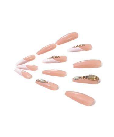 Brishow Ballerina Long False Nails - 24 Crystal Press-On Acrylic Nails for Women & Girls | International Shipping Available - Buy Online on GoSupps.com