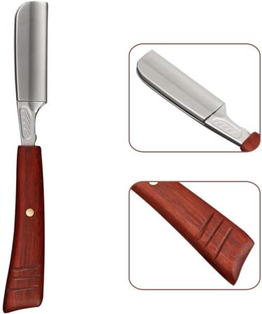 Minkissy Wooden Cutthroat Razor - Premium Red Sandalwood Straight Razor for Men | Manual Razor Knife for Precision Grooming - Buy Online on GoSupps.com