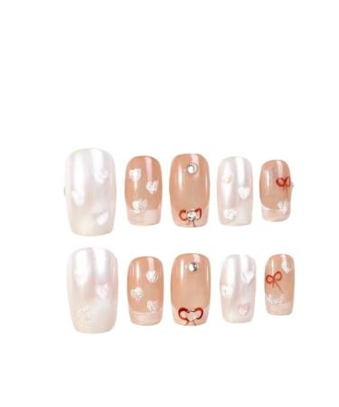 Temperament manicure summer new leather powder stars hand-worn a small white spice girl temperament French square.(S)
