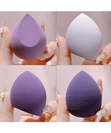 4Pcs Makeup Sponges Set with Egg Case - Flawless Blend for Foundation, Cream, Liquid, Powder - Purple - Buy Online on GoSupps.com