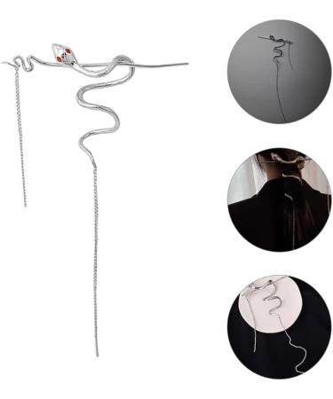 LALAFINA Hairpin Hair Topper Headwear for Women Ancient Jade Hair Pin Snake Hair Stick Tassel Hair Accessory for Women Silver Headpiece Long Hair Pin Girl Miss Accessories Metal - Buy Online on GoSupps.com