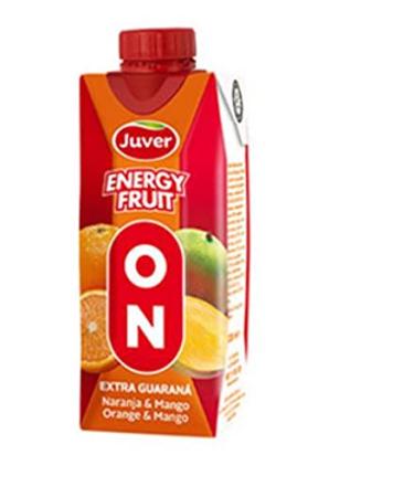 Juver Pack of 18 guarana orange and youth-boosting sachets on a 330ml brick