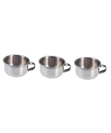 FOMIYES 3pcs Durable Brush With Stainless Steel Bowl Beard Mug Shaving Handle Barber Steel Soap mediumx3pcs Picture 1x3pcs