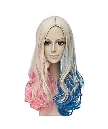 FVCENT 26 Long Loose Curly Mixed Color Cosplay Wig for Women - Harley Quinn Inspired Carnival Costume - Buy Online on GoSupps.com