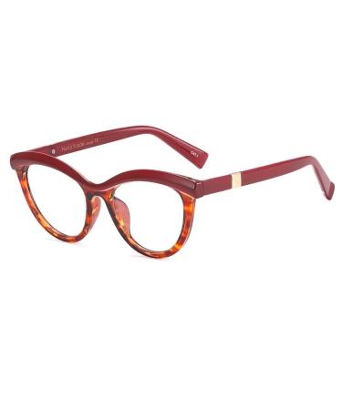 Large Anti Eyestrain Computer Readers Eyewear Cat-Eye Blue Light Blocking Reading Glasses Sturdy Flat Light Mirror +200 Red
