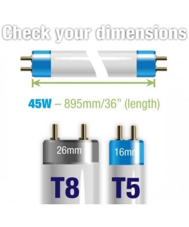 iQuatics Juwel Compatible T5 Aquarium Fluorescent Light Bulb - 45w 14000k 895mm - Single Pack - Buy Online on GoSupps.com