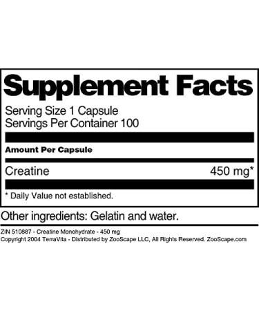 Creatine Monohydrate - 450 mg (100 Capsules ZIN: 510887) - 3 Pack - Buy Online on GoSupps.com