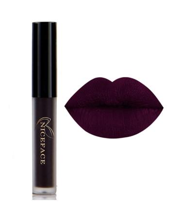 ZL Eyret Liquid Lipstick Bold Gothic Dark Purple Matte Lipsticks Halloween Waterproof Velvet Lipsticks Beauty Makeup Cosmetics for Women and Girls G-Dark Purple