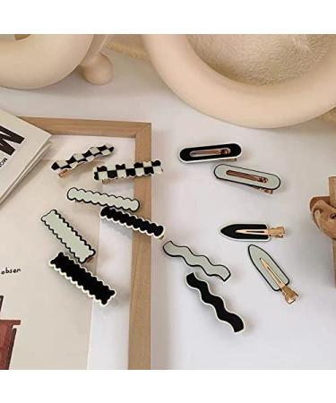 12Pcs Elegant Geometric Acrylic Resin Hair Barrettes - No Bend Clips for Girls and Women - Vintage Hairpins for Styling - Buy Online on GoSupps.com