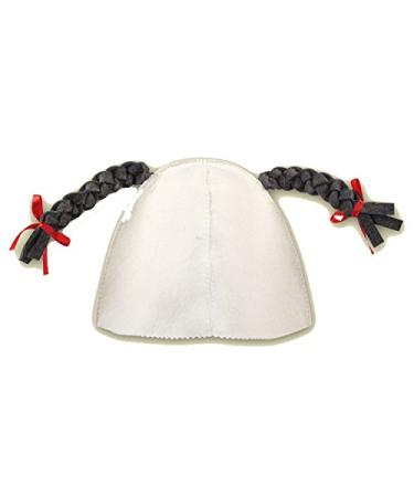 Sauna hat with 'braids' made of felt (felt cap sauna hat)
