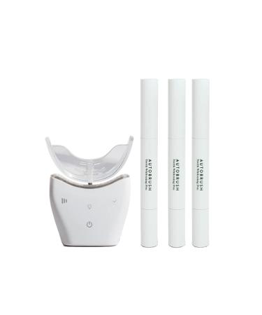 AutoBrush Teeth Whitening Kit with LED Lights  Complete Home Whitening System  30 Whitening Sessions (White)