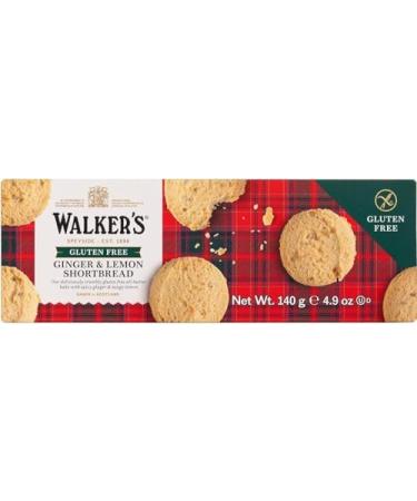 Walkers Gluten free Shortbread Lemon Ginger 140g Gluten Free Cookies Lemon-Ginger