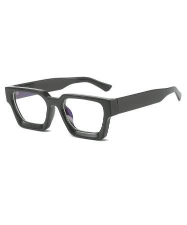 JOVAKIT Fashion Square Blue Light Glasses for Men Women Simple Designer Style Thick Frame Computer Eyeglasses Anti Eyestrain Black Frame 53 Millimeters