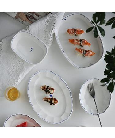 Dishes Plates Lace Ceramics Dinner Plates Salad Dinner Plates Family Kitchen Tableware Dining Room Accessories Tableware Home Dining Plate (Color : Rectangle (8 inches))