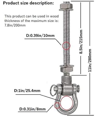 Dakzhou 2 Anti-Rust Heavy-Duty Bearing Swing Hanger (10mm) - 180 Swing, 1500 lb Capacity - Ideal for Yoga Swing Hammock Chair - Buy Online on GoSupps.com