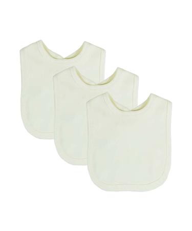 Royal Icon Baby Bibs 0-6 Months & 6-12 Months 100% Organic Cotton Hook and Loop Baby Feeding Bibs - Soft Absorbent Baby Bib - Adorable baby weaning bib For Toddler Boys and Girls Set of 3/6 /12Pc 3 x Cream